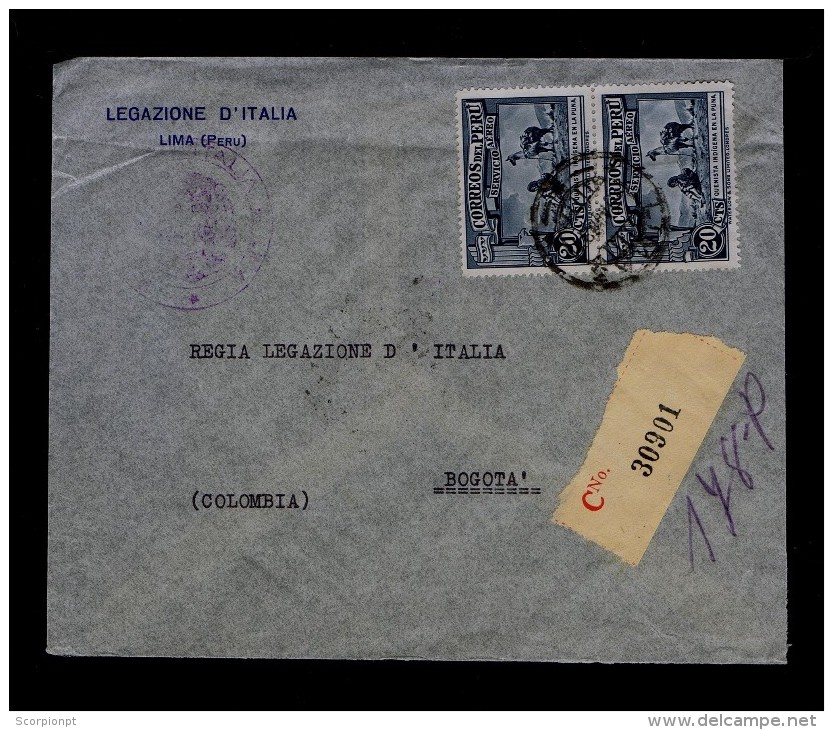 PERU Lama Animal Animaux 2x Faune Fauna Bogota Colombia 1937 Cover Sp3203 - Other & Unclassified