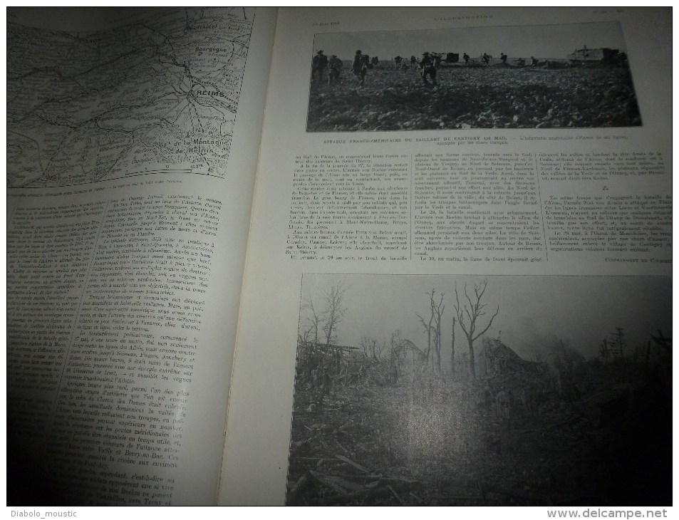 1918 Les F.M.;Cantigny;Bataille De L'AVRE;Canon De 400;Paris Bombardé Par Grosse Bertha;Chalutier/sous-marin;Nos ALPINS - L'Illustration