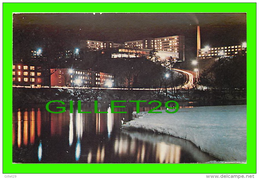 EAU CLAIRE, WI - EAU CLAIRE STATE UNIVERSITY AT NIGHT -  PUB. BY G. R. BROWN CO - - Eau Claire