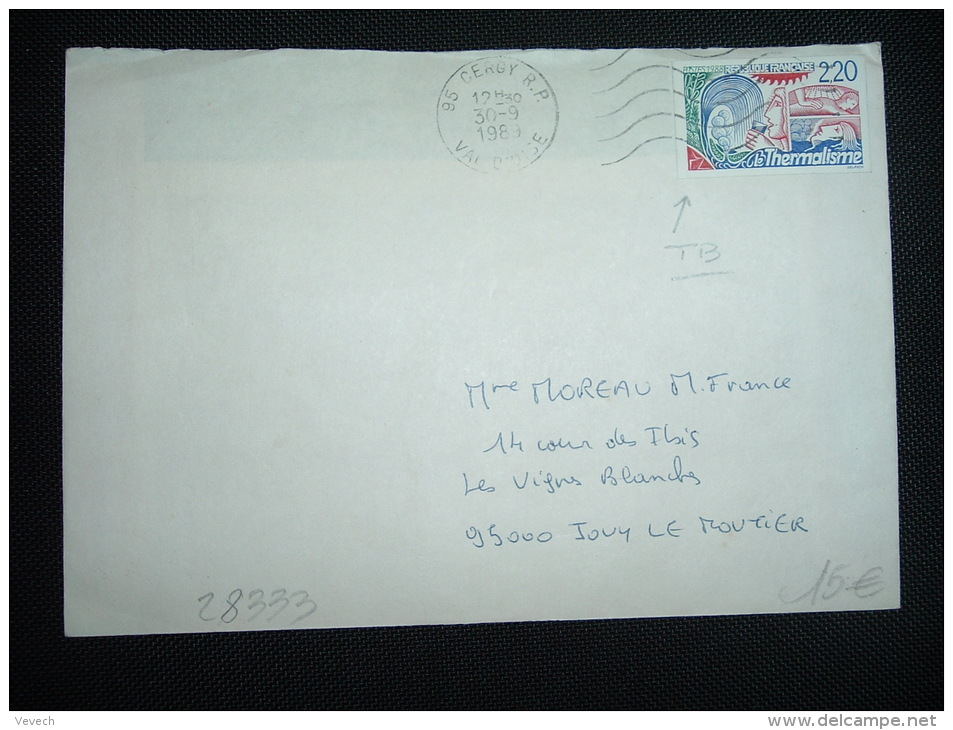 LETTRE TP THERMALISME (NON DENTELE: DECOUPE D'ENTIER?) OBL.MEC. 30-9-1989 CERGY RP (95) CURIEUX !! - Altri & Non Classificati