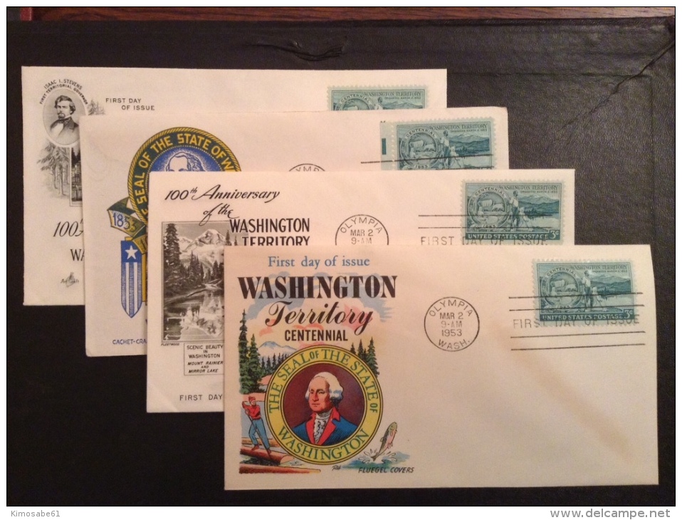 US 1953 FDCs (x4) - 100th Anniversary Of The Washington Territory Covers - Other & Unclassified