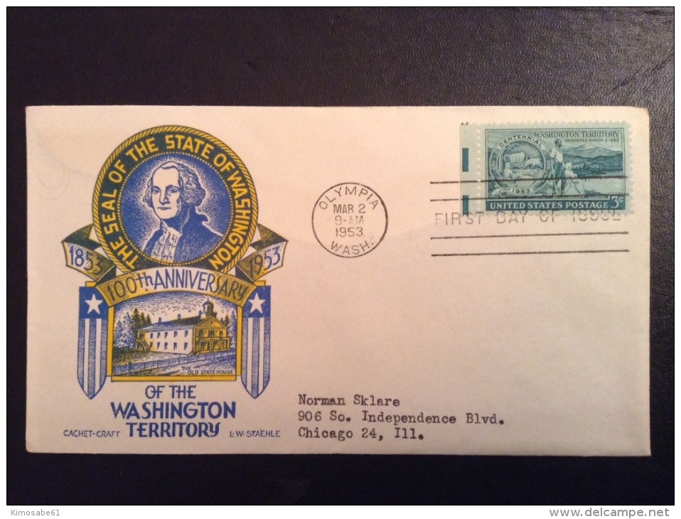 US 1953 FDCs (x4) - 100th Anniversary Of The Washington Territory Covers - Other & Unclassified