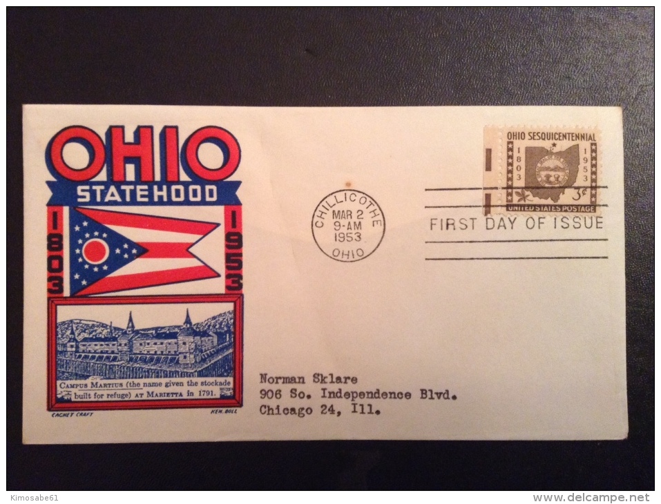 US 1953 FDCs (x7) - 150th Anniversary Of Ohio Statehood Covers - Other & Unclassified