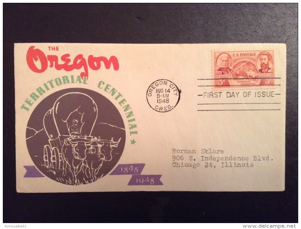 US 1948 FDCs (x3) - 100th Anniversary Of Oregon TerritoryCovers - Otros & Sin Clasificación