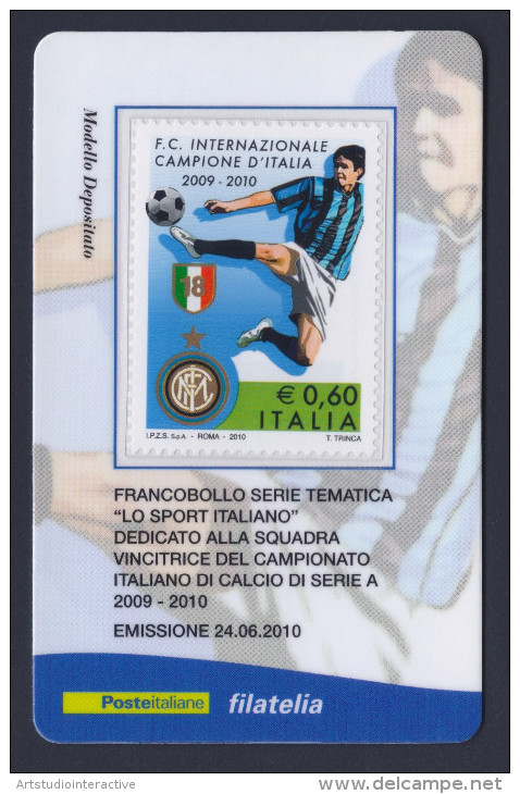 2010 ITALIA REPUBBLICA "INTER CAMPIONE D'ITALIA 2009-2010" TESSERA FILATELICA - Cartes Philatéliques