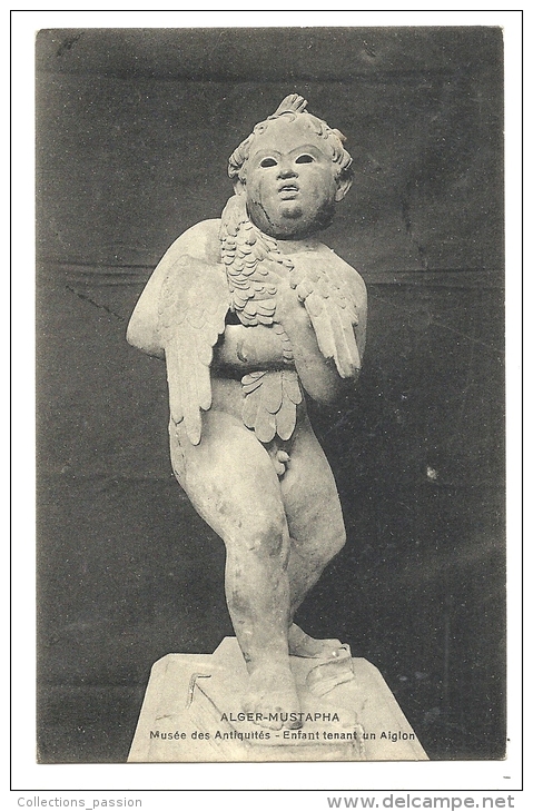 Cp, Sculpture, Enfant Tenant Un Aiglon - Sculture
