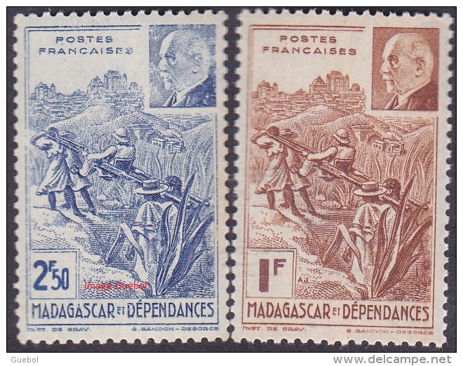 Colonie Fr. Maréchal Pétain Détail De La Série ** Madagascar N° 229 Et 230 Transport En Filanzane - 1941 Série Maréchal Pétain