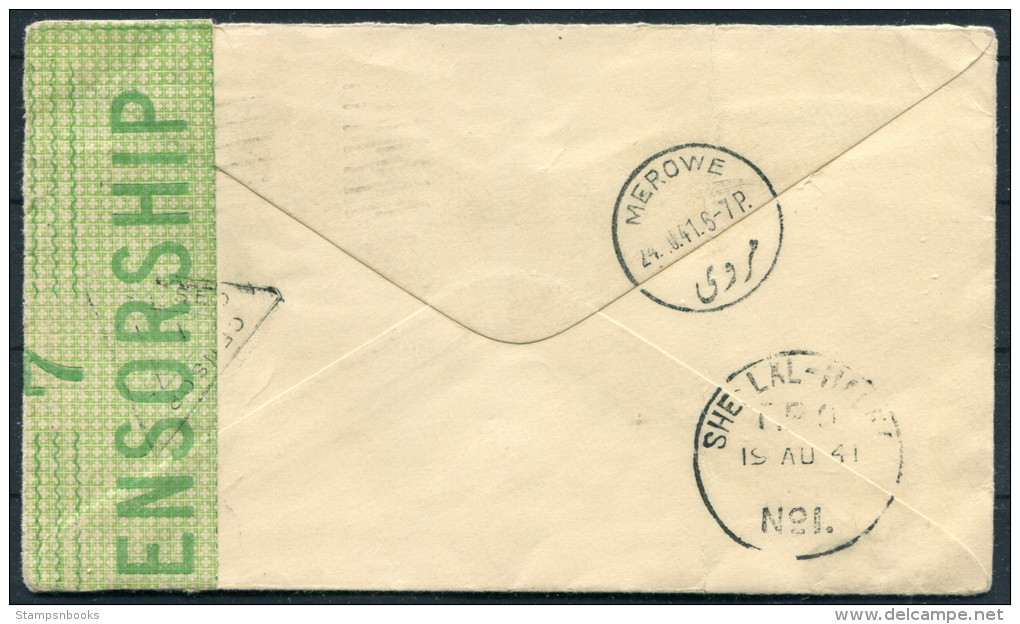 1941 Egypt Sudan Cairo - Merowe Censor Shelal-Halfa TPO Cover - Covers & Documents