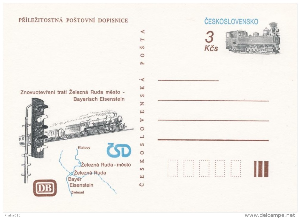 I0101 - Czechoslovakia / Postal Stationery (1991) The Reopening Of The Railway Line Zelezna Ruda - Bayerisch Eisenstein - Cartes Postales