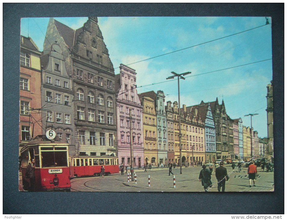 Poland: WROCLAW - Rynek - Pierzeja Polnocna - Traffic, Old Tramway - Posted 1968 - Poland