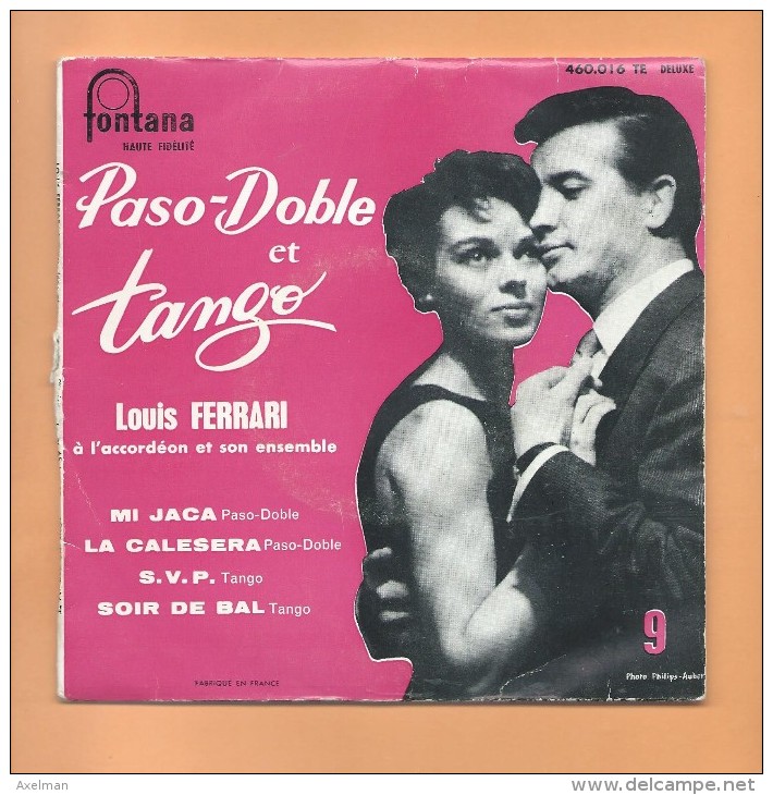 45 T FONTANA: Accordéon Louis Ferrari,, Mi Jaca, La Calesera, S.V.P., Soir De Bal - Musicals