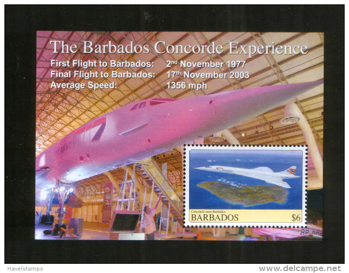 Barbados ** Block  Concorde , Aviation , Plane (2008) - Concorde