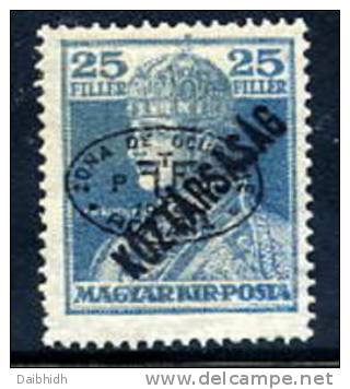 DEBRECEN 1919 25f Karl Köztarsasag With Black Overprint MNH / **   Michel 59b - Debrecen