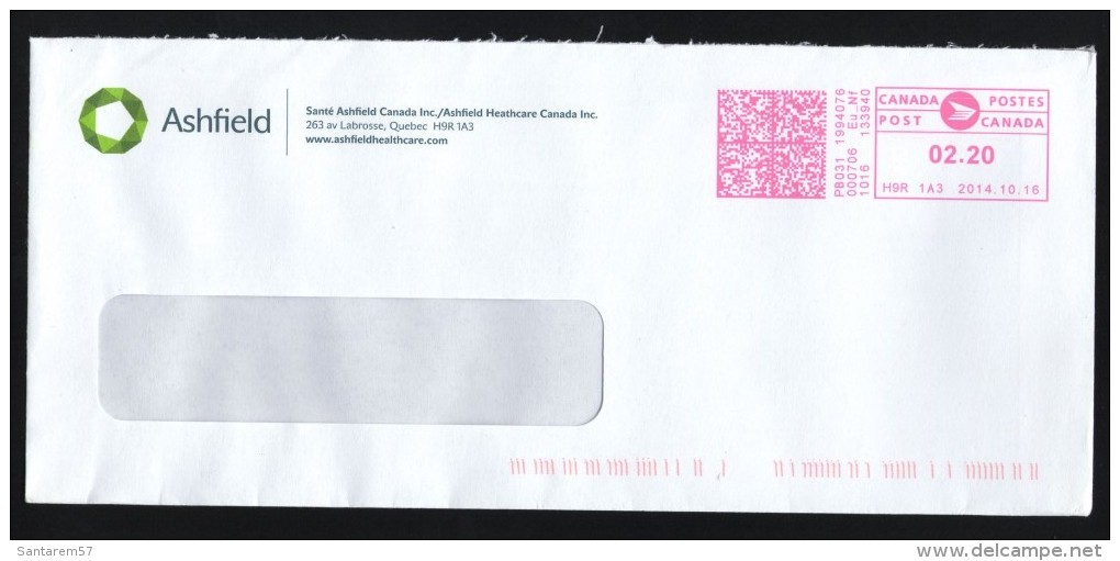 Canada EMA Empreinte Postmark Santé ASHFIELD Healthcare - Plaatfouten En Curiosa