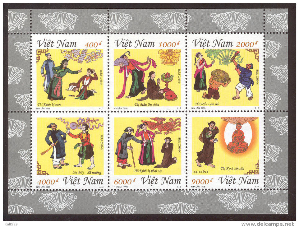 ~~~ Vietnam 1998 - Fairytales Block - Mi. 2908/2913  ** MNH - Kleinbogen ~~~ - Vietnam