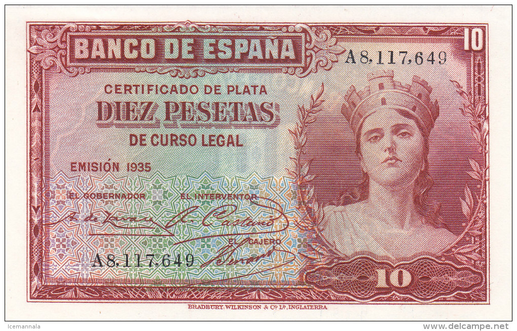 10 PTS. REPUBLICA 1935   SIN CIRCULAR - 10 Pesetas