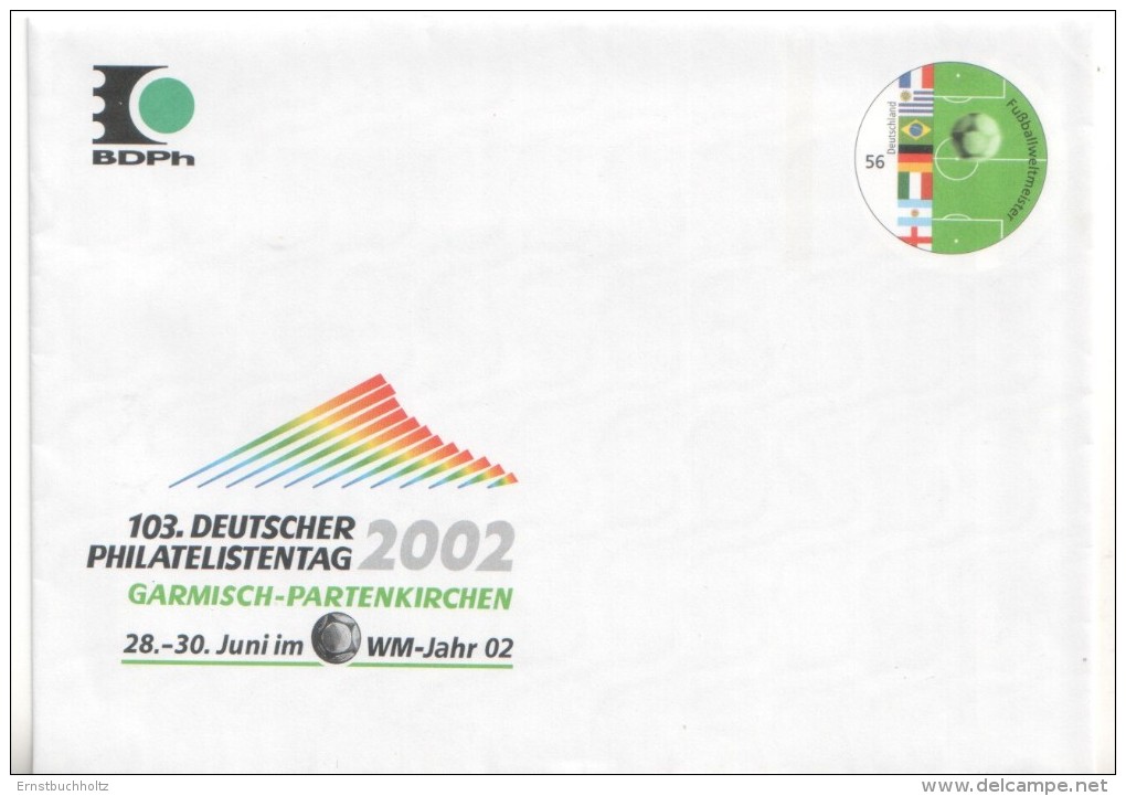 Deutschland Germany Ganzsache 2002 Philatelistentag Garmisch Fußball WM Jahr - Enveloppes - Neuves