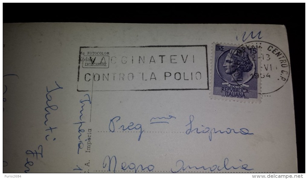 SP-788 CARTOLINA DI IMPERIA TIMBRO TARGHETTA VACCINATEVI CONTRO LA POLIO - Franking Machines (EMA)