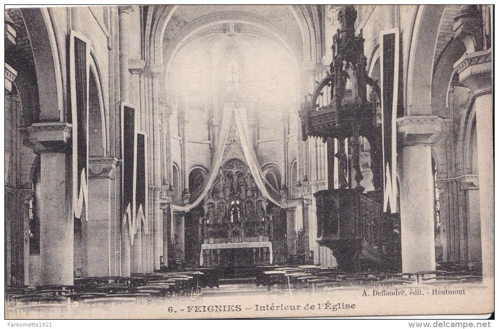 CPA FEIGNIES  INTERIEUR DE L'EGLISE (SA) - Feignies