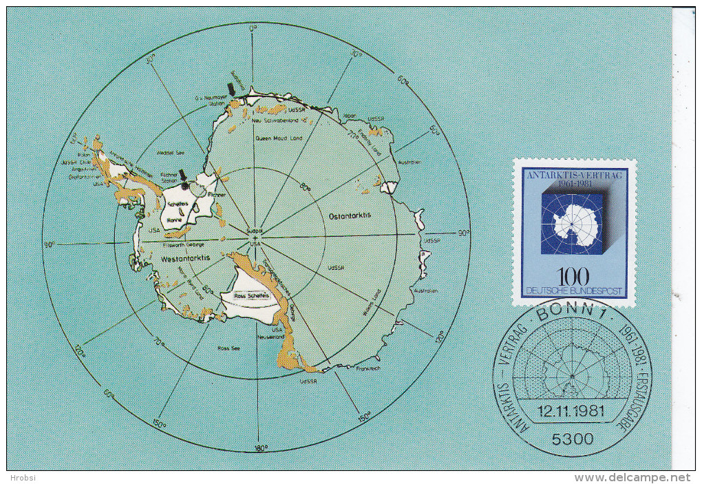 Geographie, Antarktique, Carte Maximum Allemande 1981 - Geografia