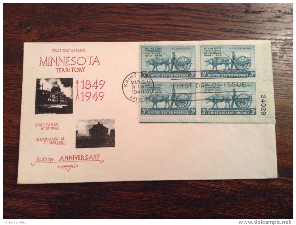 US 1949 FDCs (x5) - 100th Anniversary Of Minnesota Territory Covers - Sonstige & Ohne Zuordnung