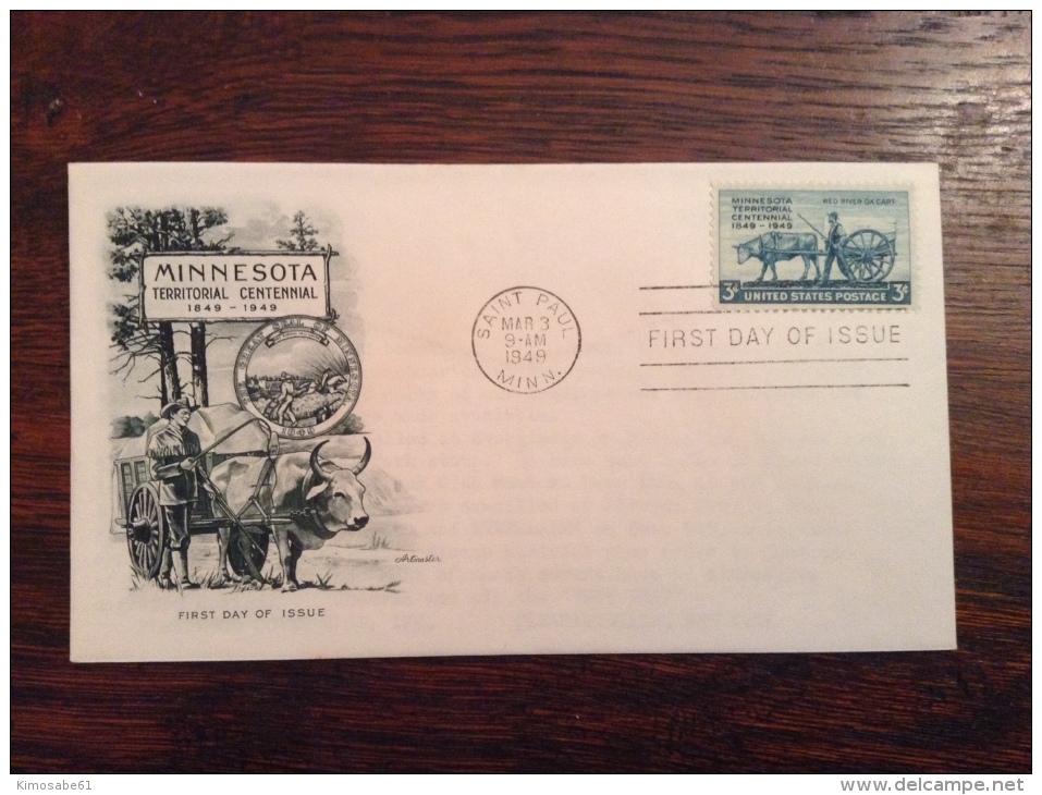 US 1949 FDCs (x5) - 100th Anniversary Of Minnesota Territory Covers - Sonstige & Ohne Zuordnung