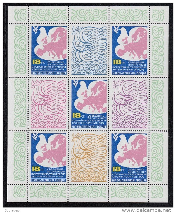 Bulgaria MNH Scott #2266 Minisheet Of 5 Plus Labels 18s Peace Dove, Map Of Europe - European Security And Cooperation - Géographie