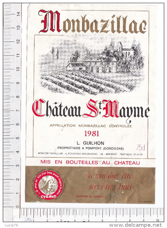 MONBAZILLAC - Château ST MAYME  -  1981  -  L. Guilhon - Monbazillac