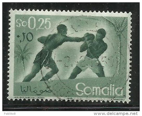 SOMALIA AFIS 1958 SPORT SPORTS CENT. 25c CENTESIMI USATO USED OBLITERE' - Somalia (AFIS)