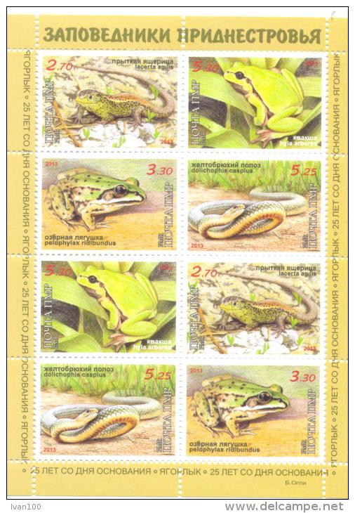 2013, Transnistria, Natural Reserves, Jagorlyk, Reptilies & Amphibies, Sheetlet, Mint/** - Snakes