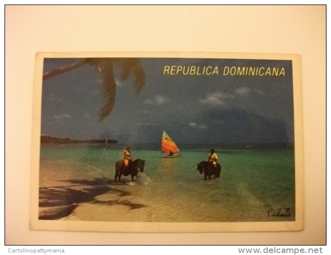 STORIA POSTALE FRANCOBOLLO COMMEMORATIVO Republica Dominicana Punta Cana Beach Cavallo Horse - Dominicaanse Republiek