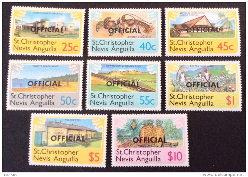 St Christopher Nevis Anguilla MNH** 1980 Sc O2/O9 Official Short Set - St.Christopher-Nevis-Anguilla (...-1980)