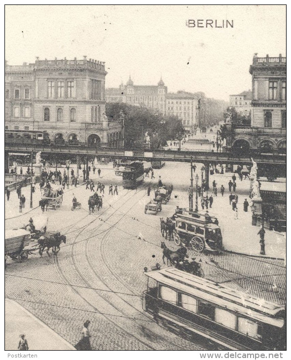 ALTE POSTKARTE BERLIN HALLESCHES TOR UND HOCHBAHN STRASSENBAHN TRAM Tramway Train Zug Ansichtskarte AK Postcard Cpa - Kreuzberg