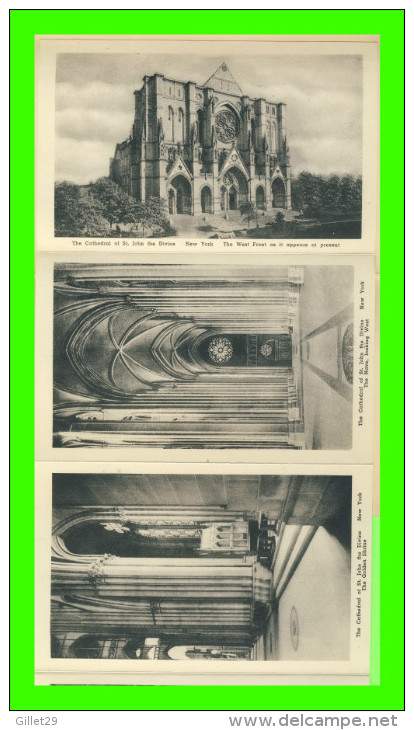 NEW YORK CITY, NY - SOUVENIR FOLDER OF THE CATHEDRAL CHURCH OF ST JOHN THE DIVINE - 10 PHOTOS - - Églises