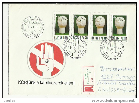 Enveloppe  Timbree  (Recommandée)  De 1er Jour  EL SO NAP  Le 7-7-1988 Exp: Mr A Budapest Adressé A - Enteros Postales