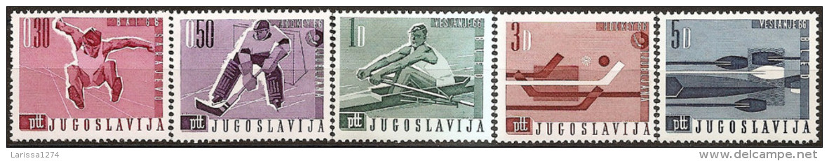 YUGOSLAVIA 1966 Sports Events World Ice Hockey Championships–Slovenia Croatia World Rowing Championship-Slovenia Set MNH - Unused Stamps