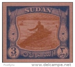 SUDAN 1951. Canoe 3p Imperf PROOF Coloured Paper   [épreuve Prueba Druckprobe Prova] - Soudan (...-1951)