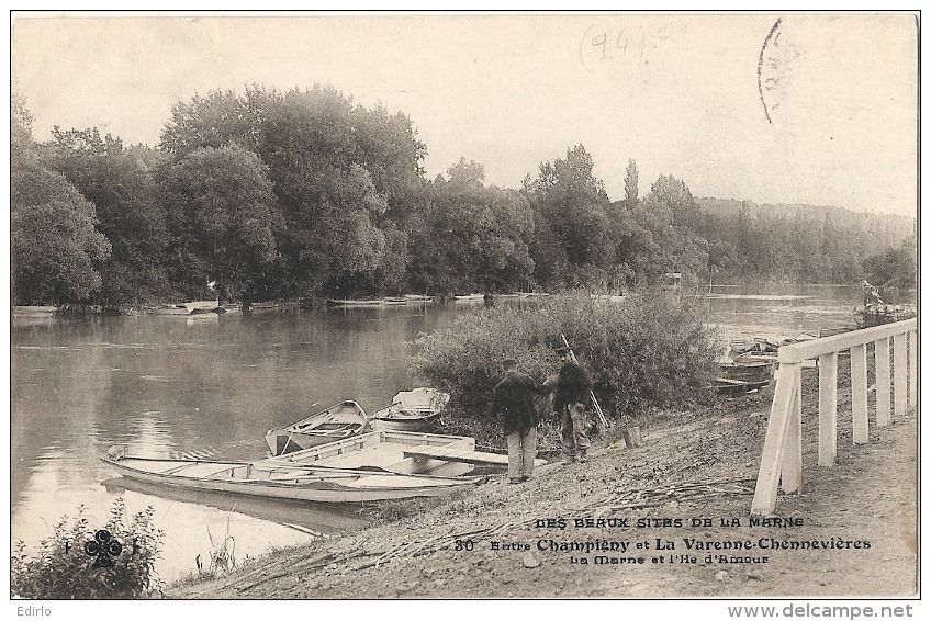 MARNE - Les Beaux Sites De La Marne - De La Varenne à Champigny - L'ile D'Amour  Timbre Décollé Sinon TTB - Champigny