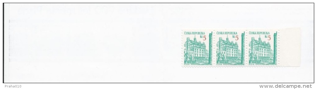 Czech Rep. / Stamps Booklet (1995) 0015 ZS 5+6 (2 Pcs.) City Plzen 700 Years (Plague Column; Town Hall; Tramway) (I0163) - Unused Stamps