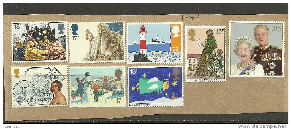 GREAT BRITAIN England Cover Out Gut With 8 Mint Uncanceled Stamps - Storia Postale