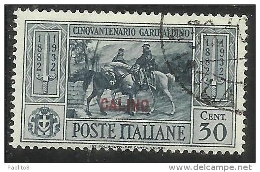 COLONIE ITALIANE EGEO 1932 CALINO GARIBALDI CENT. 30 CENTESIMI USATO USED OBLITERE´ - Egée (Calino)