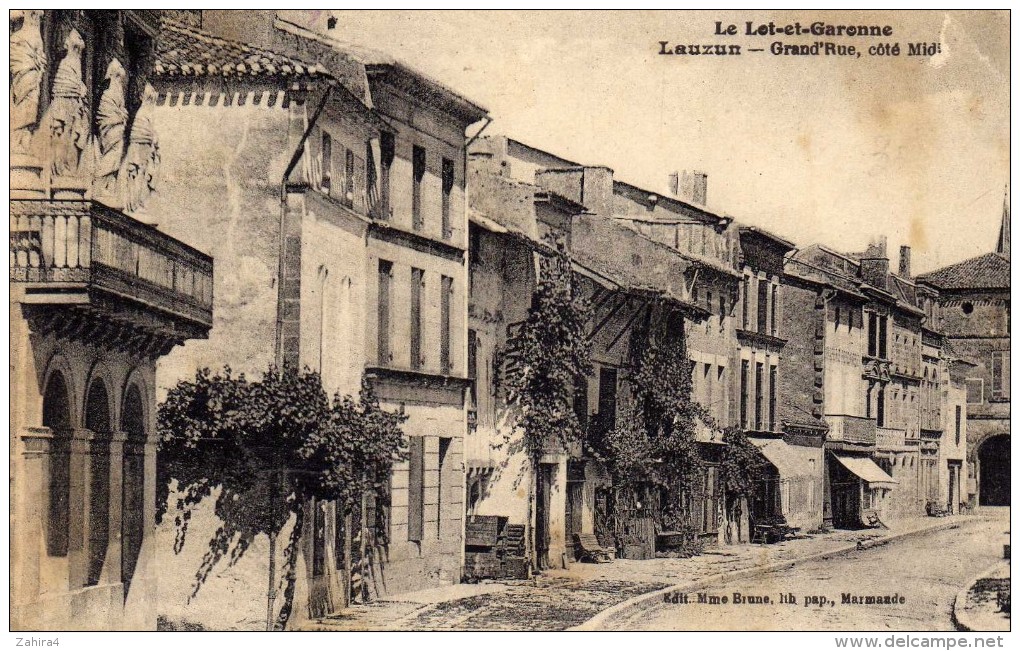Le Lot Et Garonne  - Lauzun  - Grand'rue, Côté Midi  - Mme Brune  Marmande - Autres & Non Classés