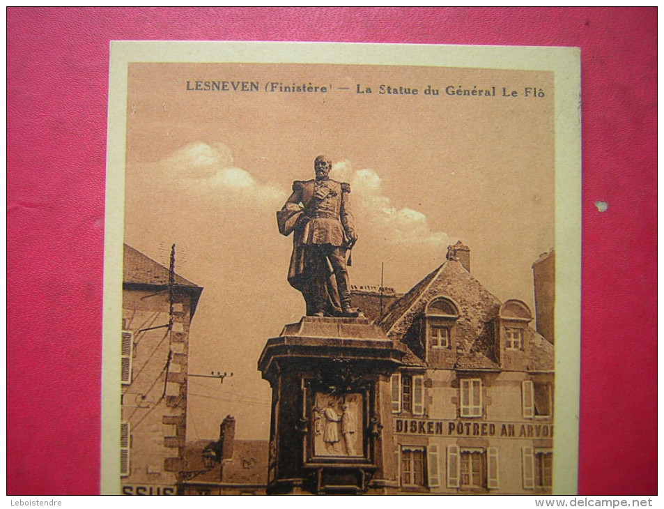 CPSM OU CPA  29  LESNEVEN     LA STATUE DU GENERAL LE FLO      VOYAGEE TIMBRE - Lesneven