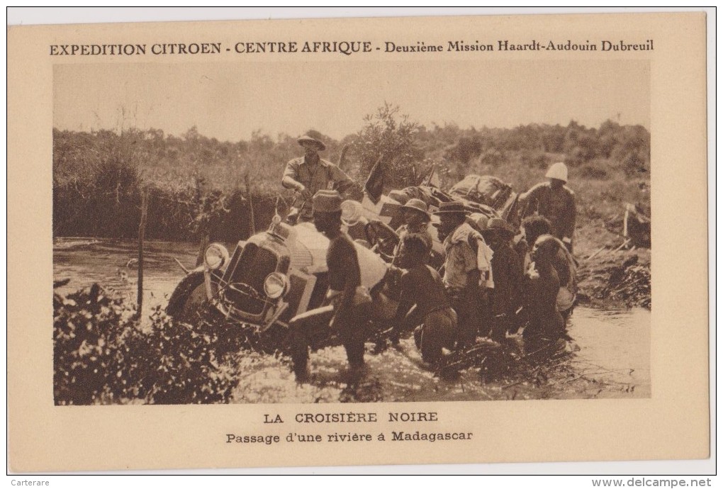 Cpa,madagascar,la Croisière Noire,passage D´une Rivière (expédition Citroen)mission Haardt,audouin,dubreuil - Madagascar