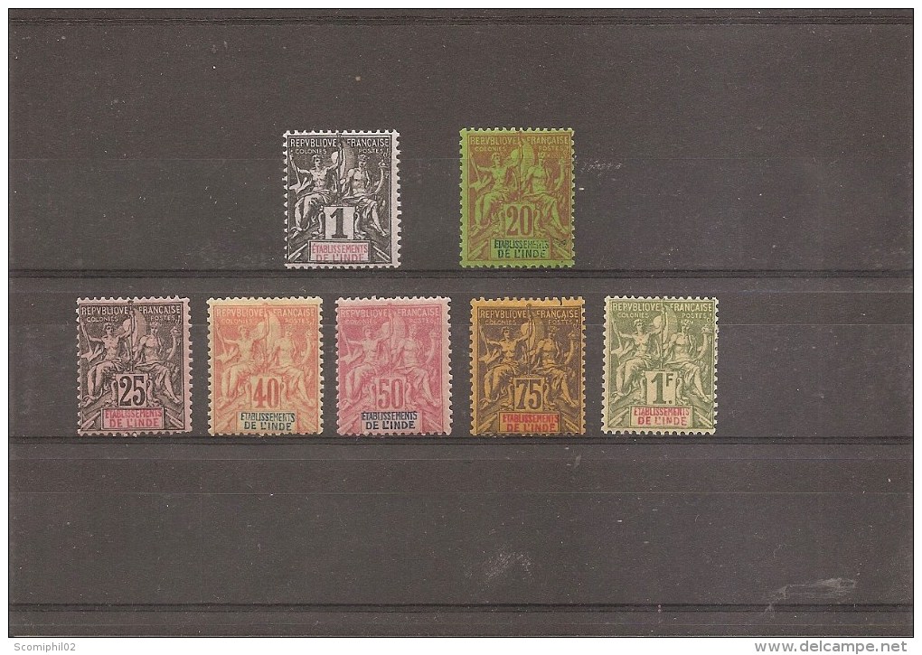 Inde Française ( 1/7/8/10 à 13 X -MH) - Unused Stamps