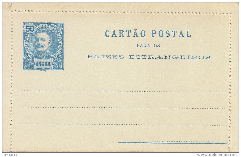 Angra – 1897 Mint King Carlos Stationary Card - Angra