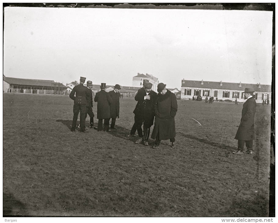 Plaque De Verre Militaire Visite Autorités  Manoeuvre Camp Photo De 1901 - Guerre, Militaire