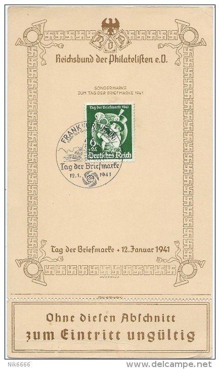 Germany, Official Souvenir Card With FDC Cancel, Tag Der Briefmarke 1941 - Altri & Non Classificati