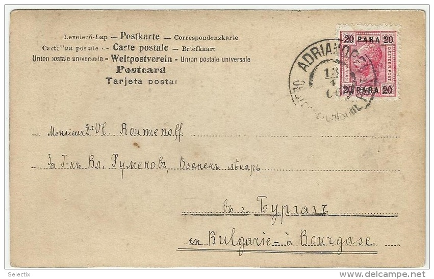 Turkey 1906 Austrian Post In Ottoman Levant - Adrianopel (Adrianople) To Burgas, Bulgaria - Lettres & Documents