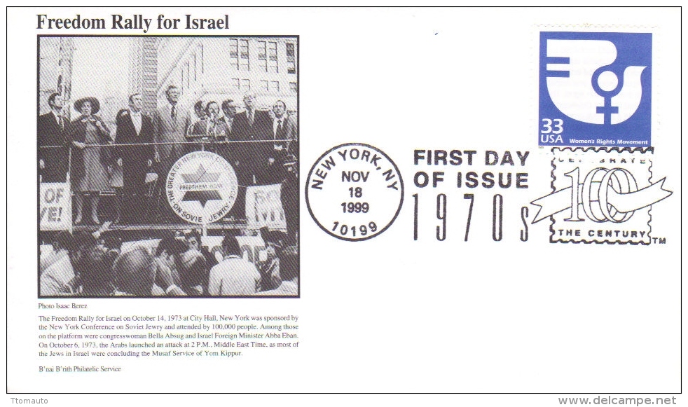 US  -  B´nai B´rith Philatelic  FDC  -  Freedom Rally For Israel  -  Premier Jour D´Emission - Other & Unclassified